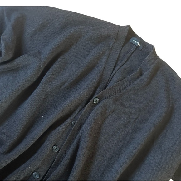 ESKANDAR Wide V-Neck Button Dark Brown Cardigan - Picture 9 of 12